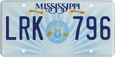 MS license plate LRK796