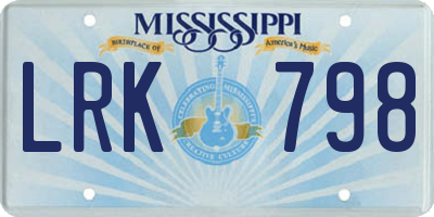 MS license plate LRK798