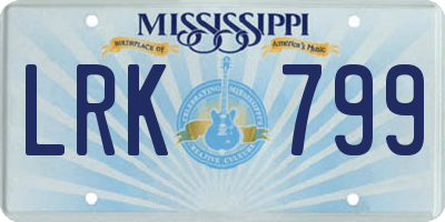 MS license plate LRK799
