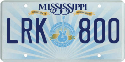 MS license plate LRK800