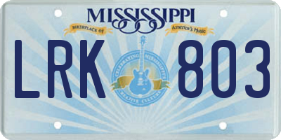 MS license plate LRK803