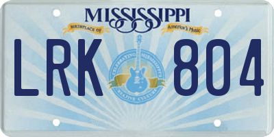 MS license plate LRK804