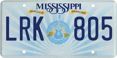 MS license plate LRK805