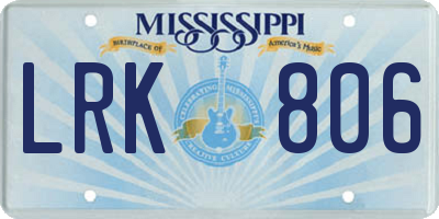 MS license plate LRK806