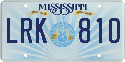 MS license plate LRK810