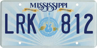 MS license plate LRK812