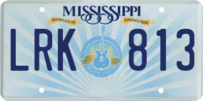 MS license plate LRK813