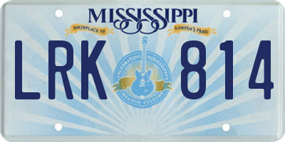 MS license plate LRK814