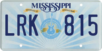 MS license plate LRK815