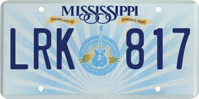 MS license plate LRK817