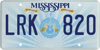 MS license plate LRK820