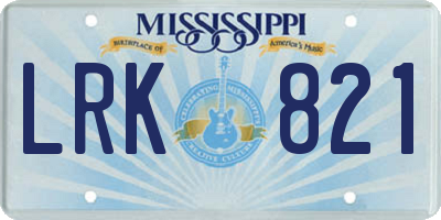 MS license plate LRK821