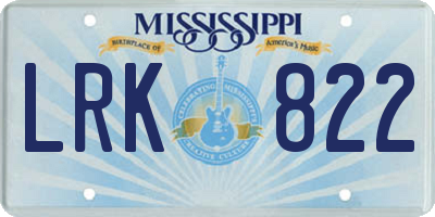 MS license plate LRK822