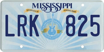 MS license plate LRK825