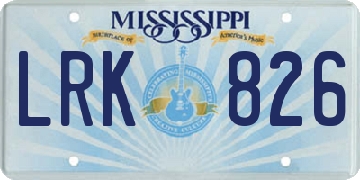 MS license plate LRK826