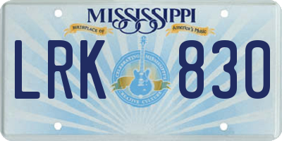 MS license plate LRK830