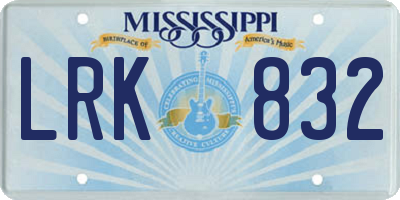 MS license plate LRK832
