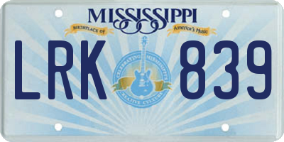 MS license plate LRK839