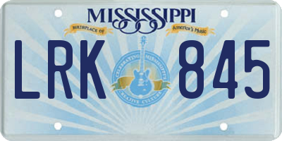 MS license plate LRK845