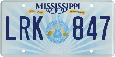 MS license plate LRK847