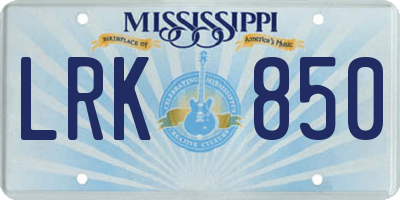 MS license plate LRK850