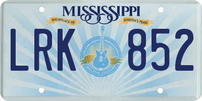 MS license plate LRK852