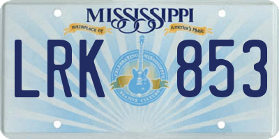 MS license plate LRK853