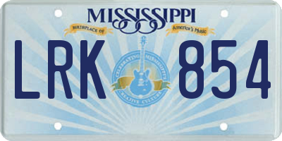 MS license plate LRK854