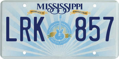 MS license plate LRK857