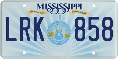 MS license plate LRK858
