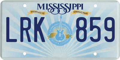 MS license plate LRK859