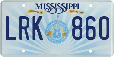 MS license plate LRK860