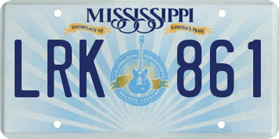 MS license plate LRK861