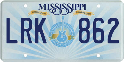 MS license plate LRK862