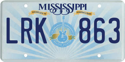 MS license plate LRK863