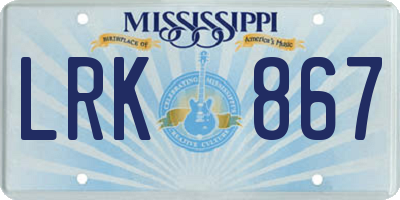 MS license plate LRK867