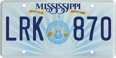 MS license plate LRK870