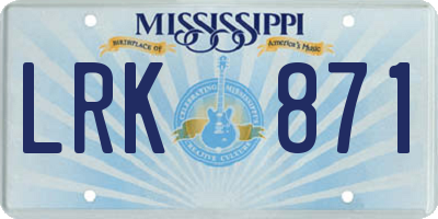 MS license plate LRK871