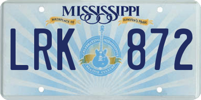 MS license plate LRK872