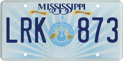 MS license plate LRK873