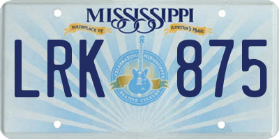 MS license plate LRK875
