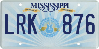 MS license plate LRK876