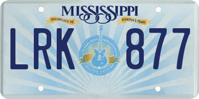 MS license plate LRK877