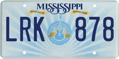 MS license plate LRK878