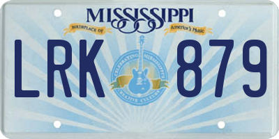 MS license plate LRK879