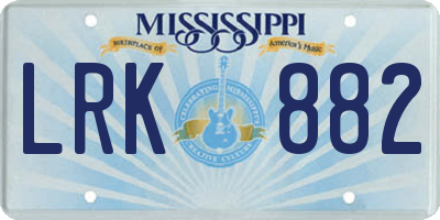 MS license plate LRK882