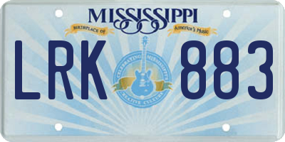 MS license plate LRK883