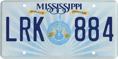 MS license plate LRK884