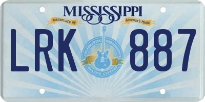 MS license plate LRK887