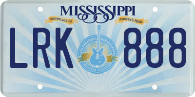 MS license plate LRK888
